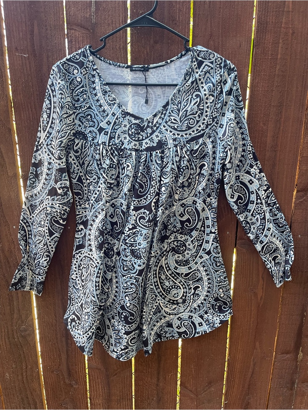 Gracyoga Y2k Style Babydoll Tunic Paisley Whimsigoth Fairy Top Sz S